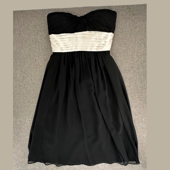 Bill Levkoff Bridesmaid Dress Chiffon Party Evening Wear 6 Black‎ & Off White - Picture 1 of 16